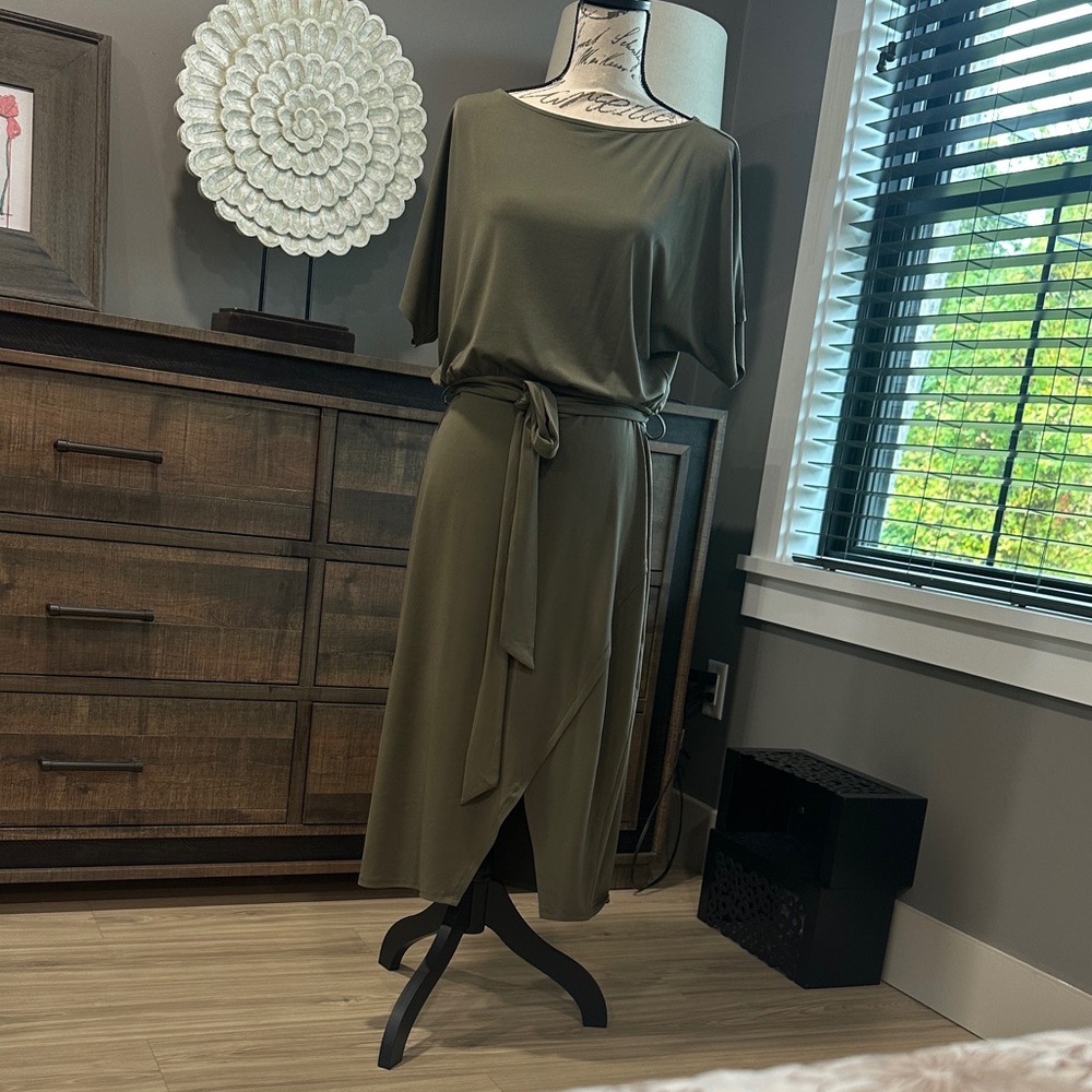 Kensie Olive Green Long Sleeve Dress
